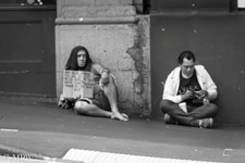 Queen Street Auckland city, black and white photo by Mike Wheelton
